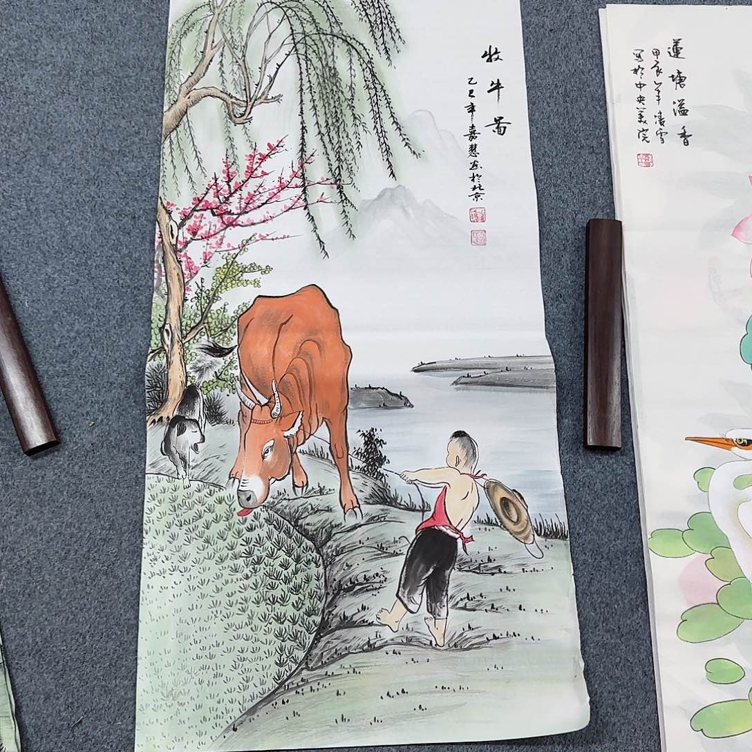 国画尺寸50X100手绘作品 