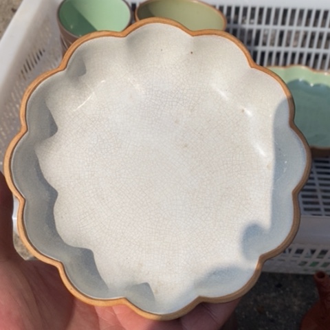 紫砂茶壶段泥白釉盘13-14cm