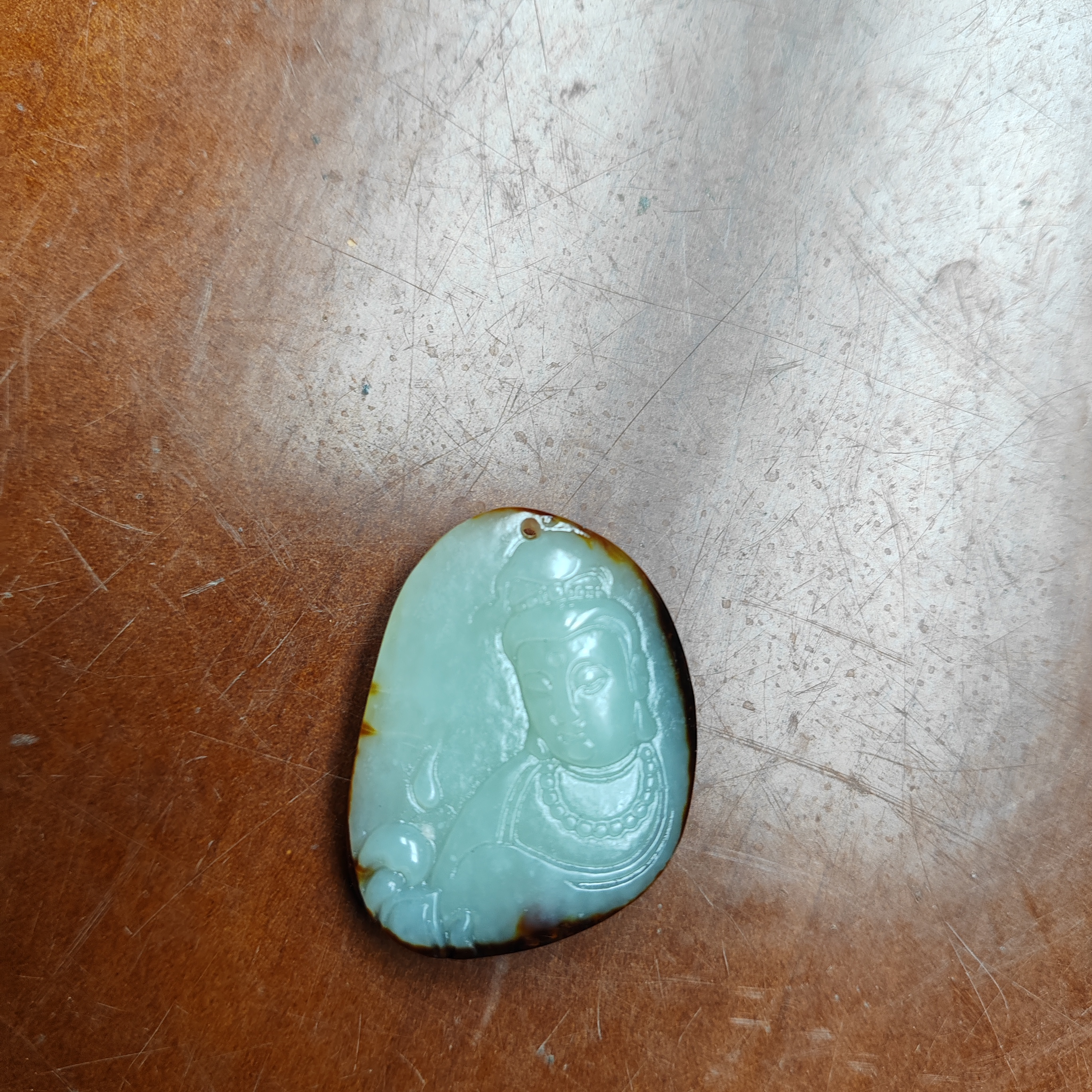 和田玉自在观音吊坠挂件