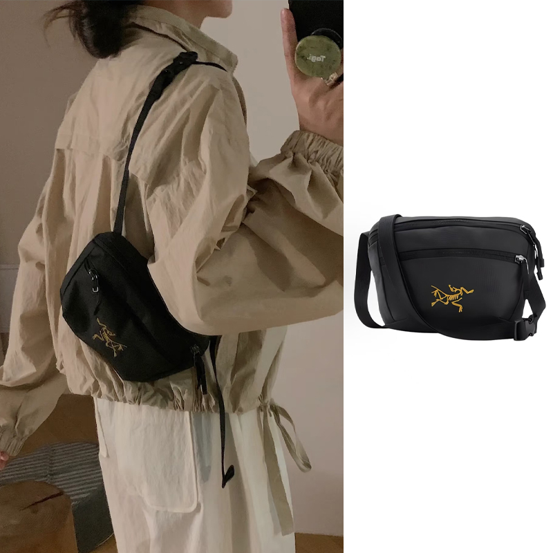 ARC'TERYX/始祖鸟Mantis1徽标刺绣拉链开合1.5L 单肩斜挎包 黑金