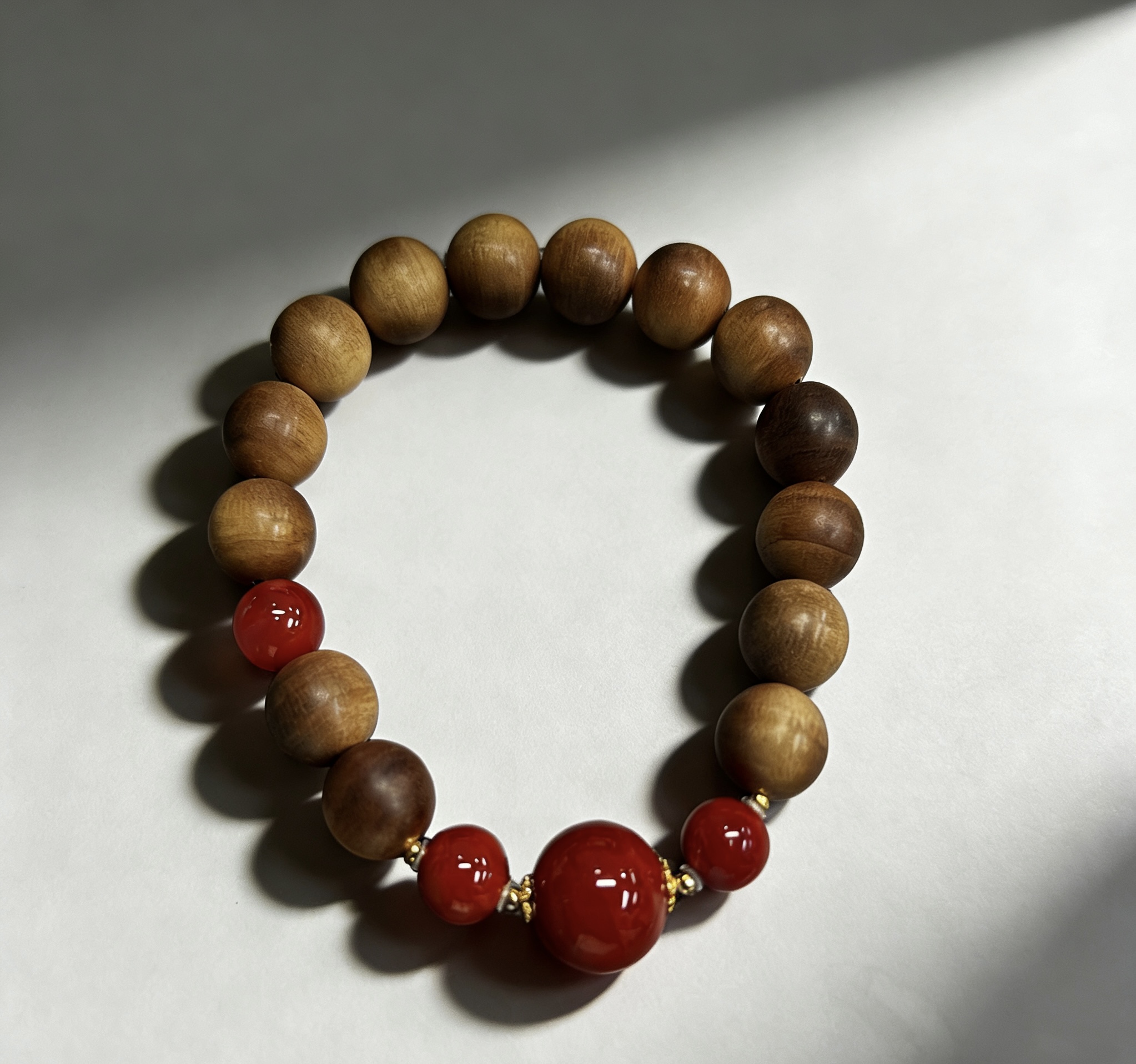 大颗粒南红+老山檀1.0手串