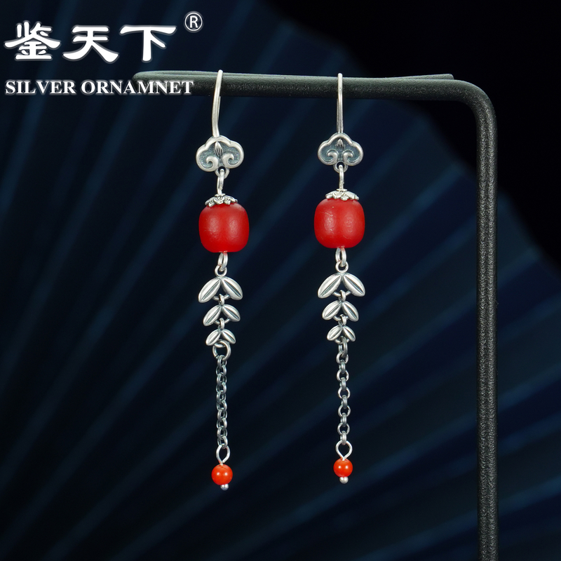 925银耳饰 [鉴天下]  复古麦穗流苏耳饰07420054