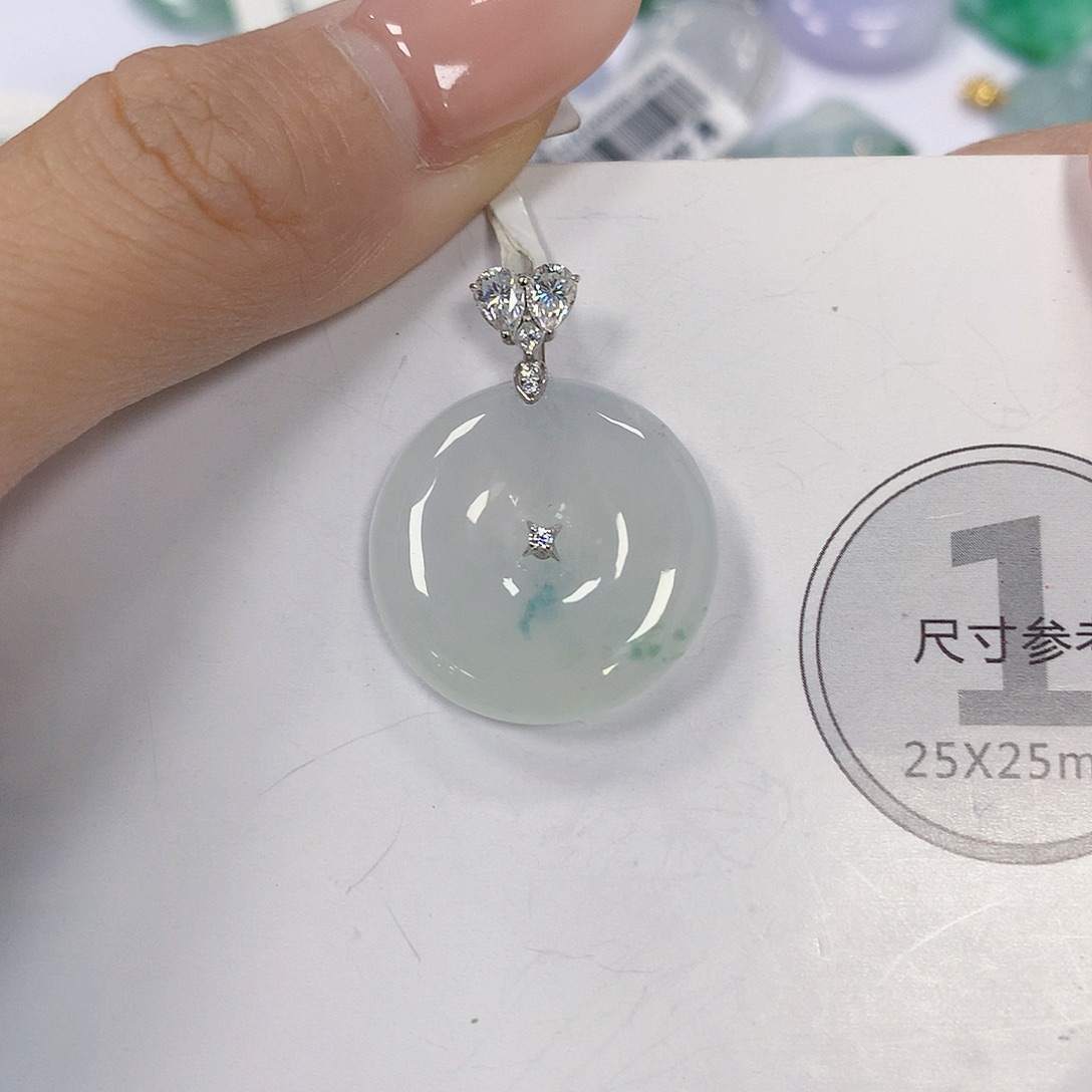 翡翠18K金镶嵌颈饰天然翡翠a货 百元以上9米证书费自理