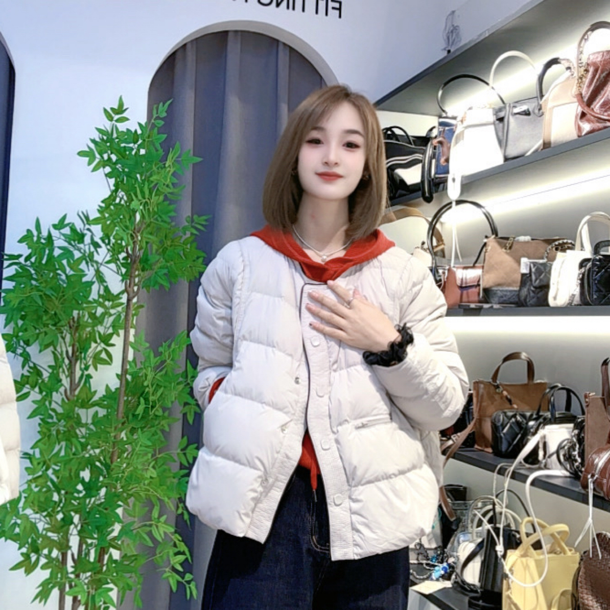 饭饭家 无领轻薄羽绒服