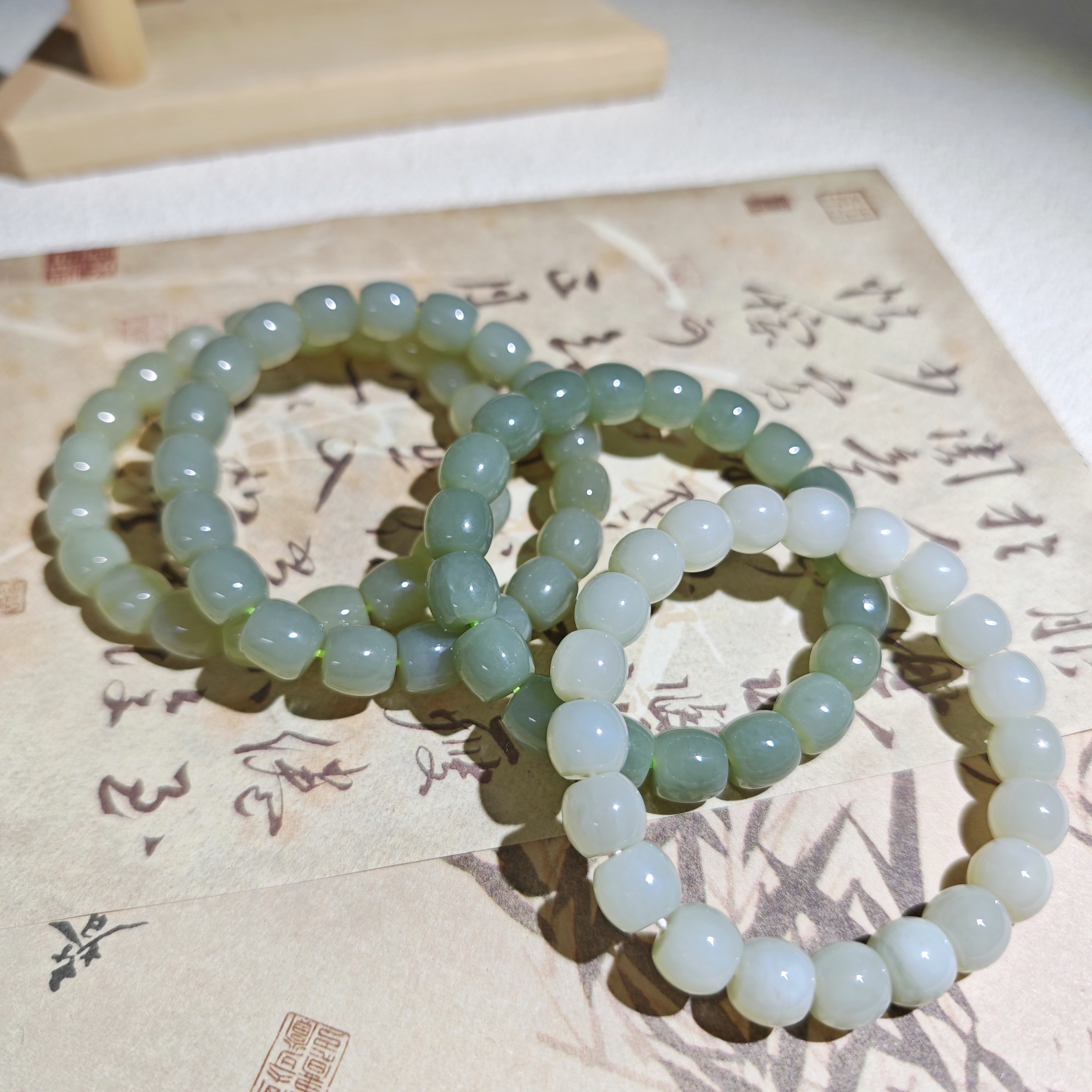 和田玉 晴水老型珠男女款百搭手串 多样性发其一 H797