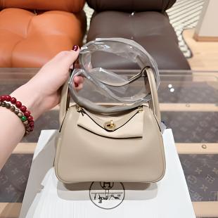 95新 Hermes/爱马仕 mini lindy S2风衣灰 TC皮 金扣 