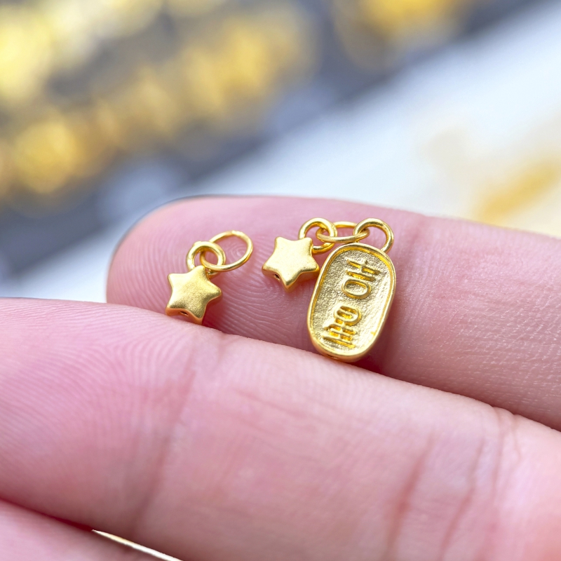 【金哆哆】足金999小星星吉星高照小提溜小滴溜挂件黄金手绳配件