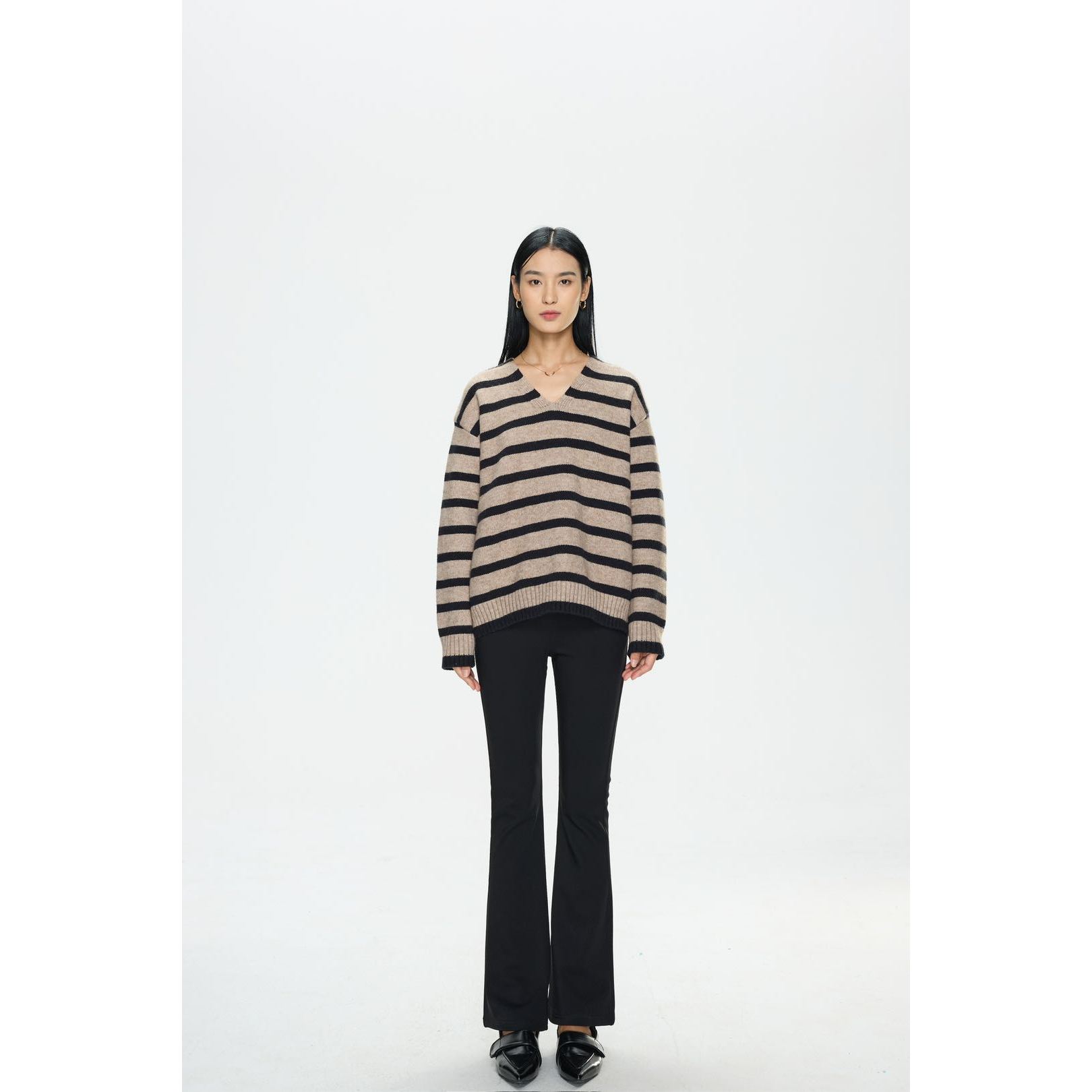 551235#“秋冬神裤”高腰保暖显瘦修身百搭山羊绒微喇裤