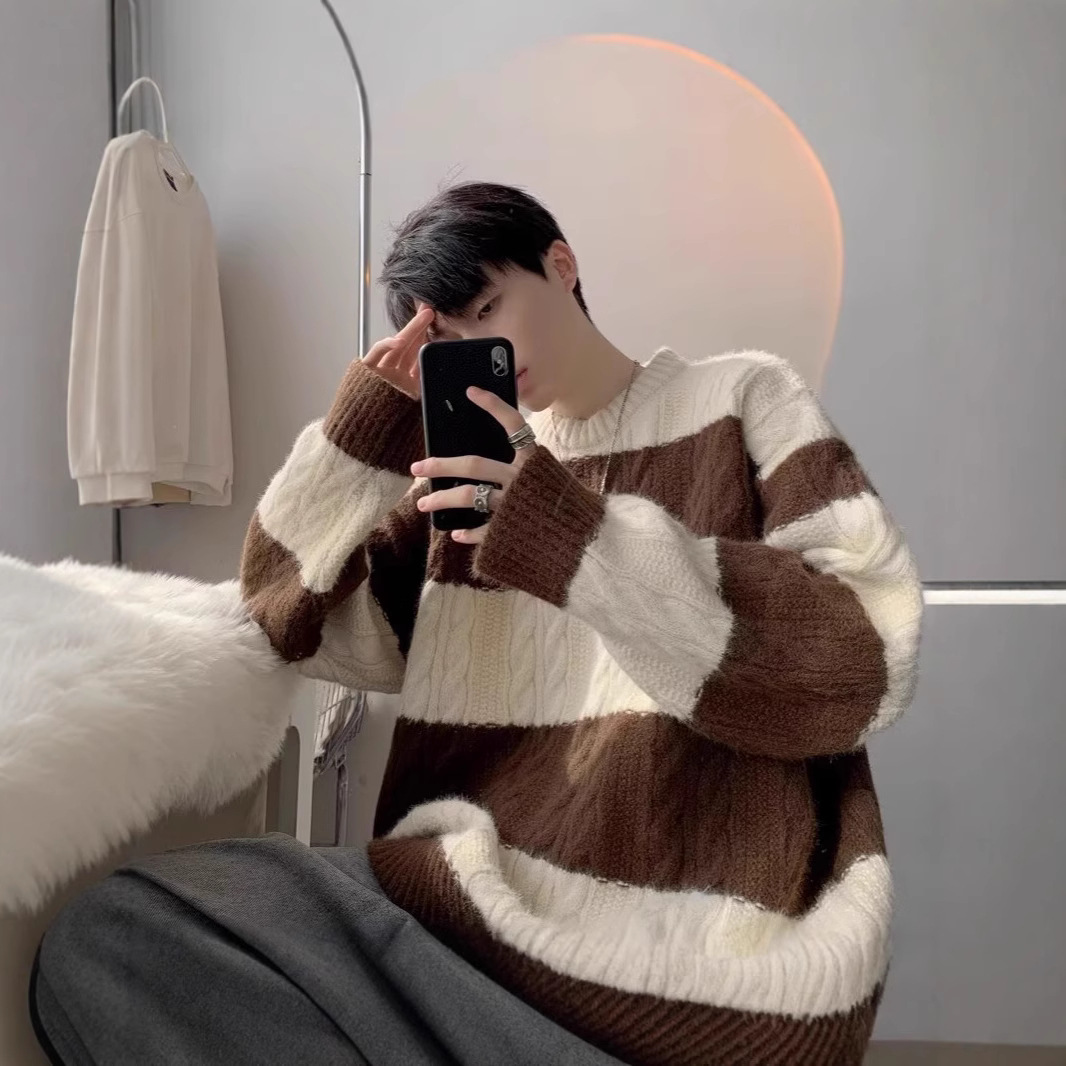 秋冬加厚毛衣男韩版潮流宽松日系针织衫冬季ins港风慵懒线衣