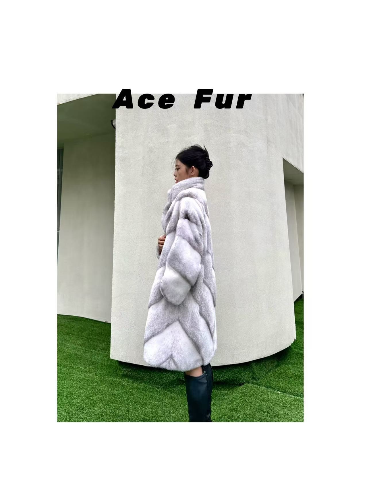 王牌ACE | 【洛可可】进口稀有银十字 立翻领斜排 水貂整貂女装皮草