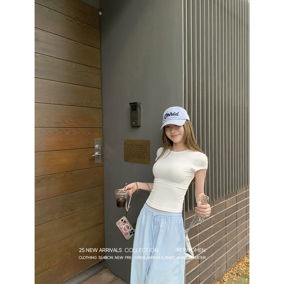 YESWOMEN【D】萬能正肩T恤·紧身显瘦弹力不紧绷 印花XYF7352B3450