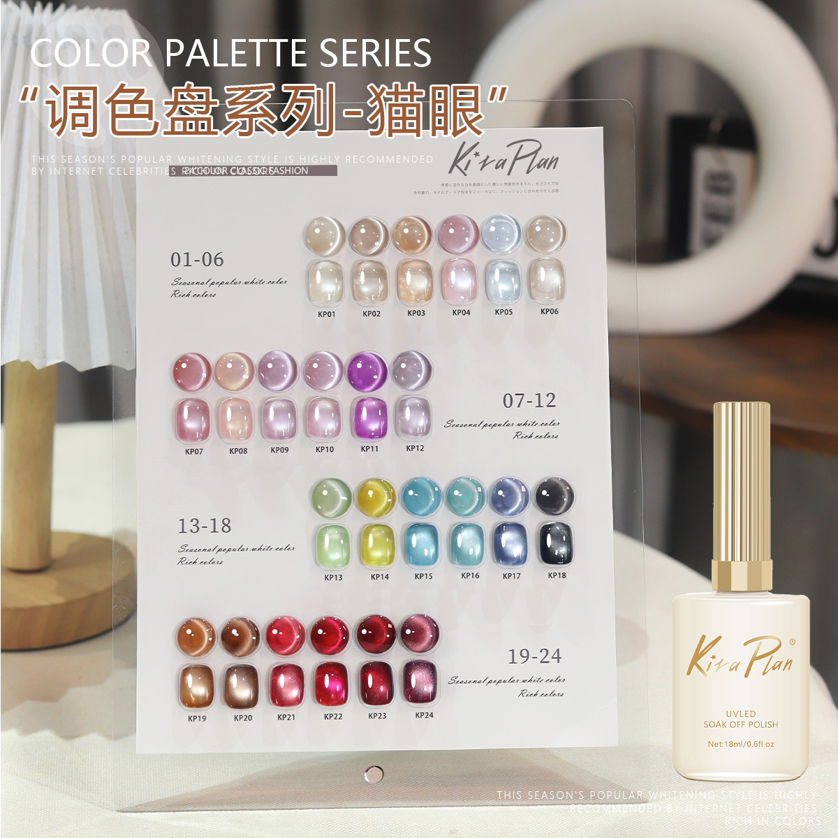 调色盘24色爆闪玻璃珠猫眼胶2025新款显白甲油胶美甲店专用