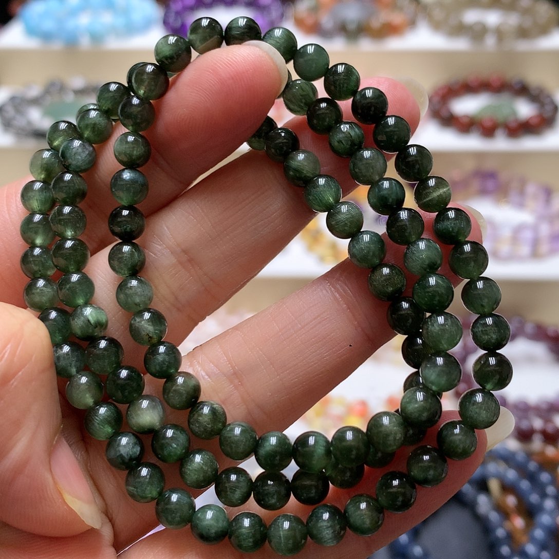 水晶手链未镶嵌天然绿兔毛