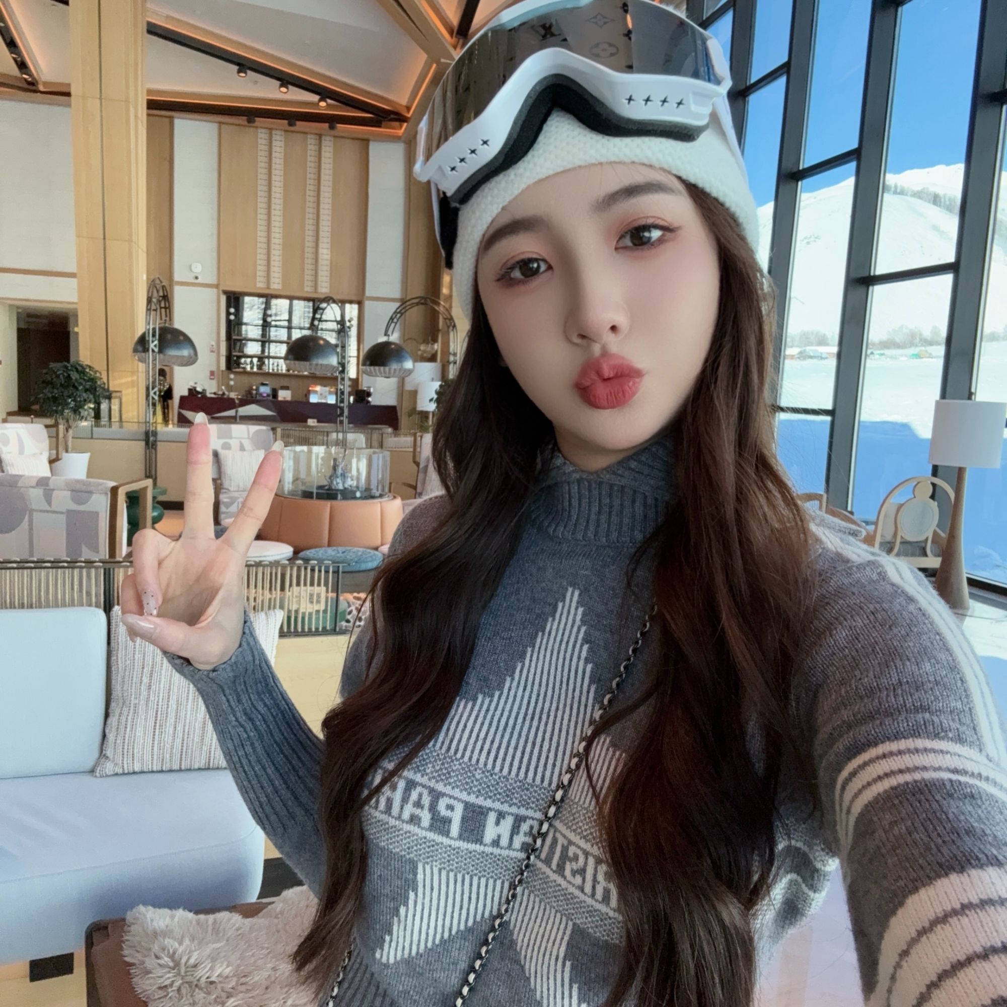 【KANADI】秋冬时尚气质灰色五角星气质毛衣K0492