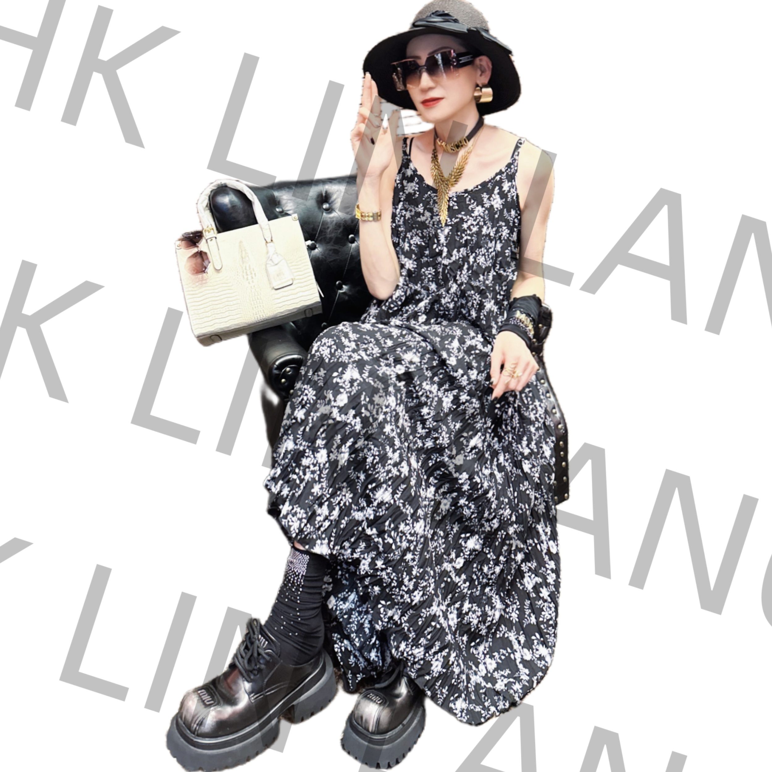 时尚夏季法式碎花显瘦气质宽松女装连衣裙 0328#