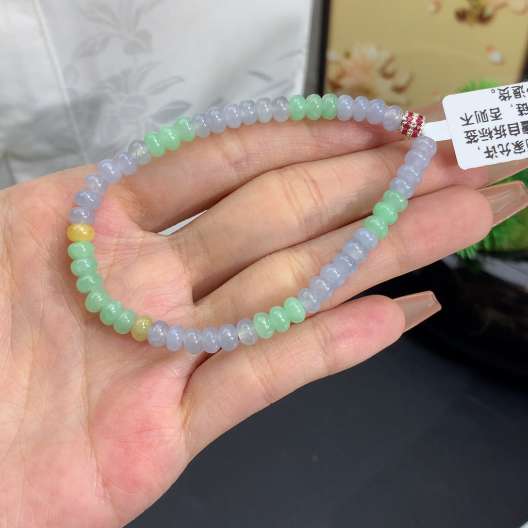 未镶嵌手链翡翠卡4.8冰胶算盘多宝手串