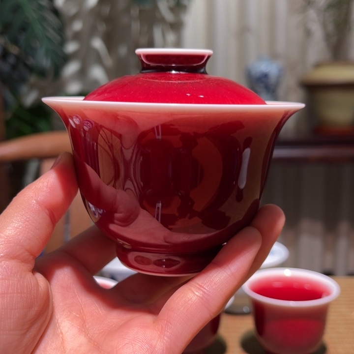 杯隐云物集郎红两才盖碗