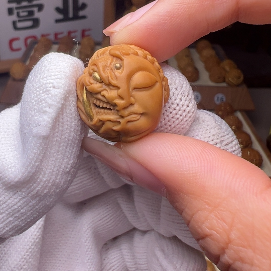 把件猴头核桃镶嵌款佛魔一念全品