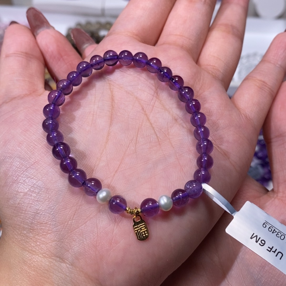 紫晶手链未镶嵌乌拉圭珍珠设计款