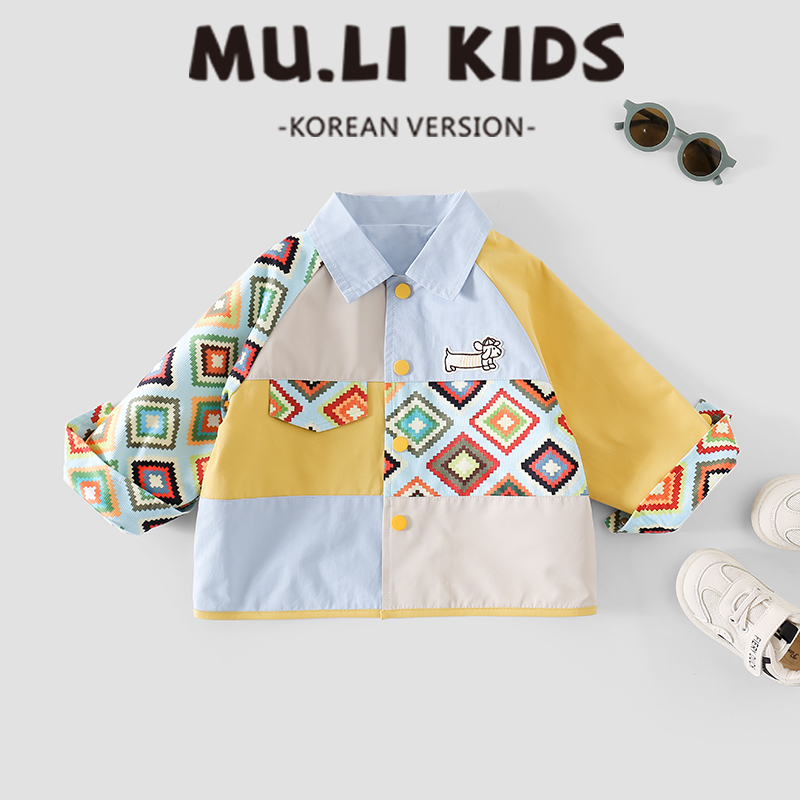 【清货】儿童名族风外套儿童春男女童卡通印花拼花拼色上装A-041
