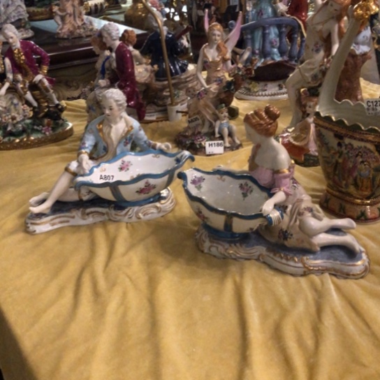 陶瓷孤品一对手工艺老货出口瓷