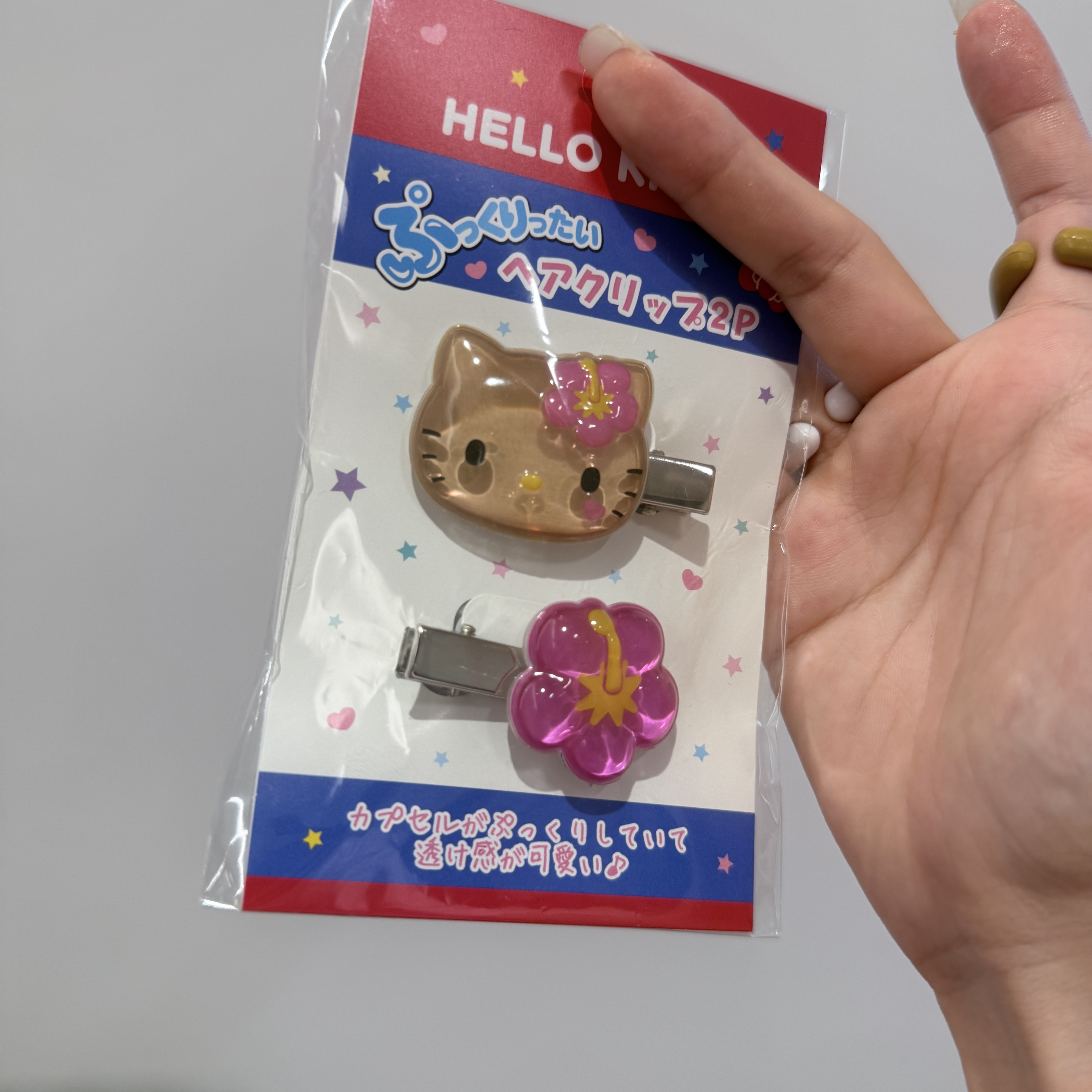 【冲绳限定】Hello Kitty 钥匙扣 黑皮Kitty头发夹套装
