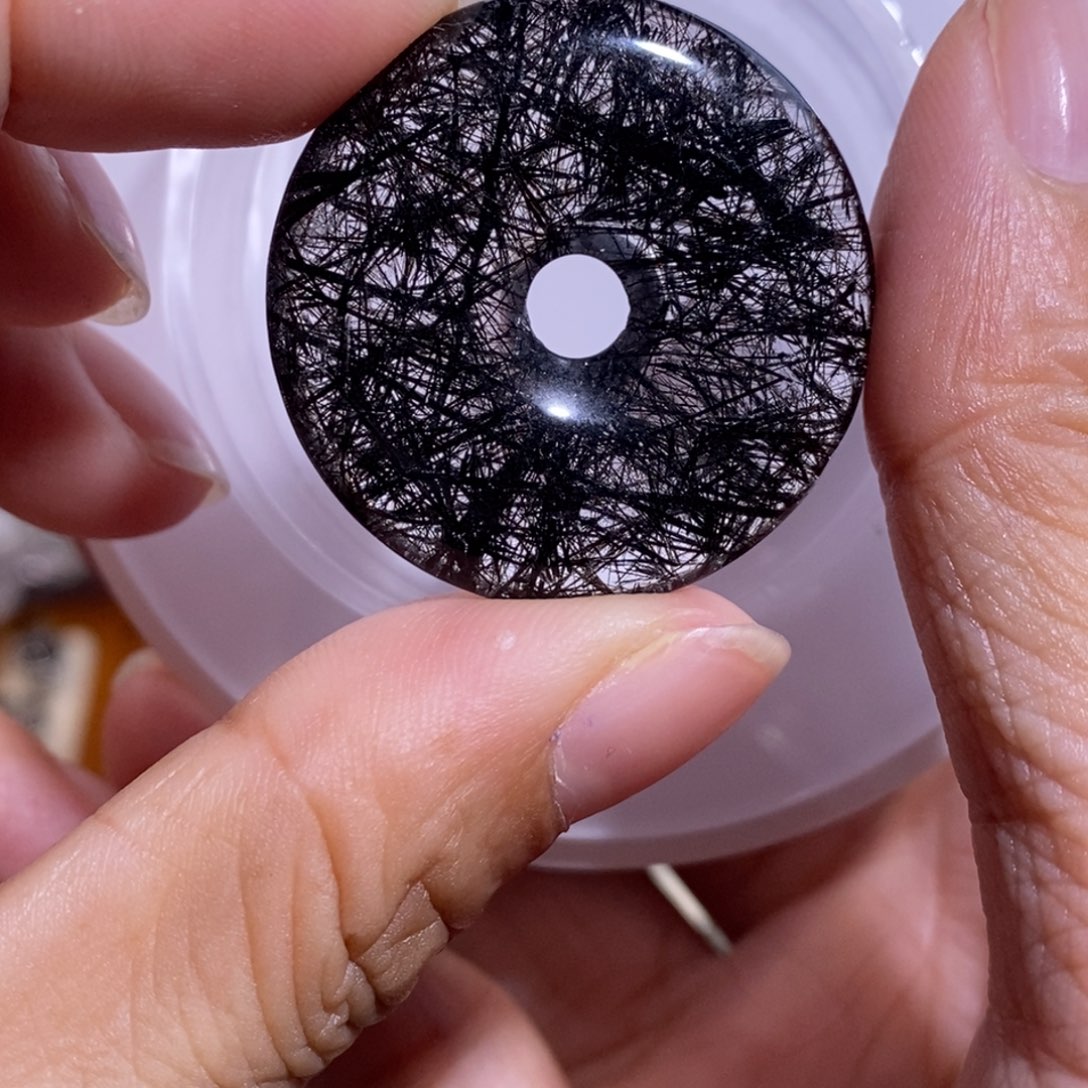 水晶手链未镶嵌31.7mm蕾丝黑发晶全透体平安扣