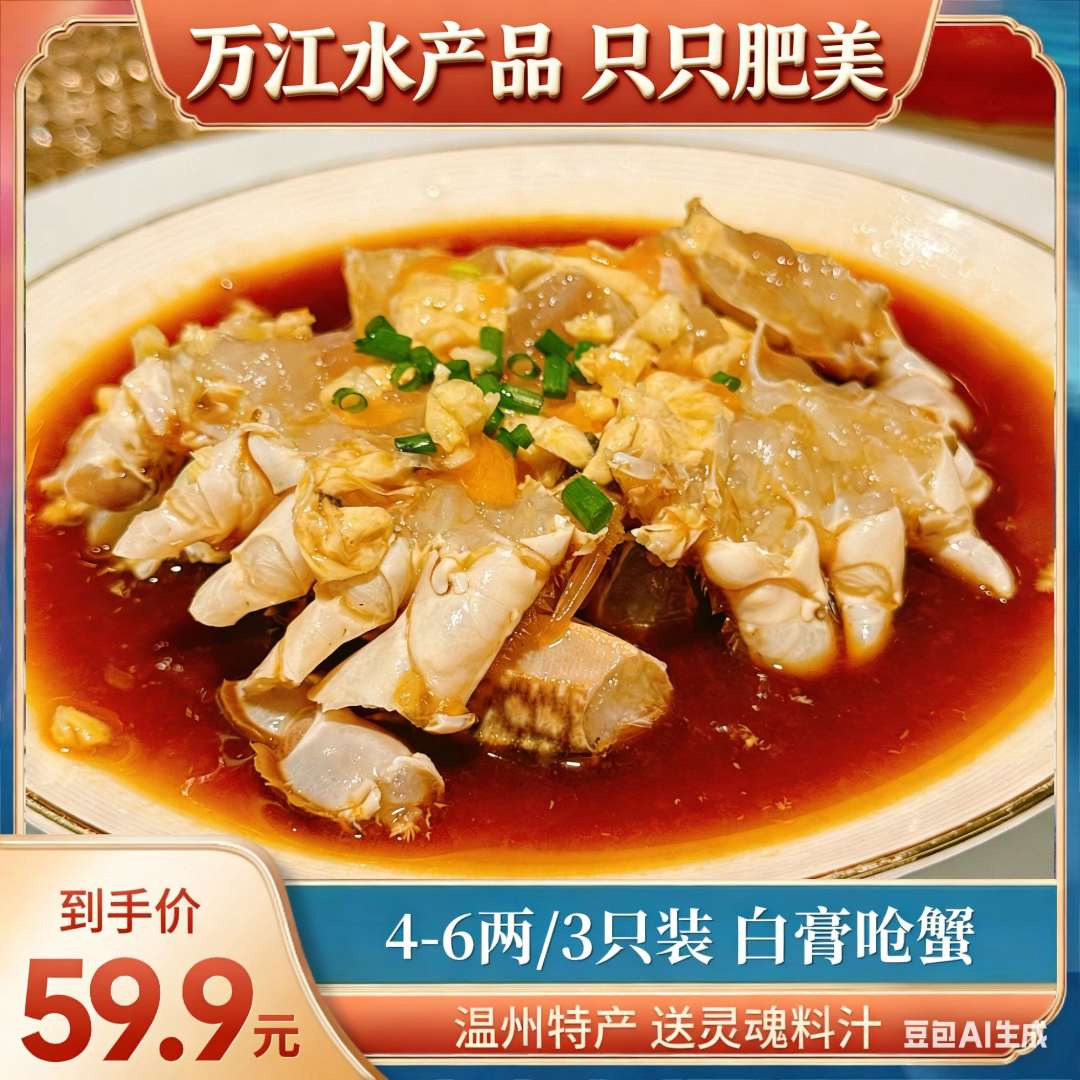 温州特产4-6两白膏呛蟹/送灵魂料汁万江水产