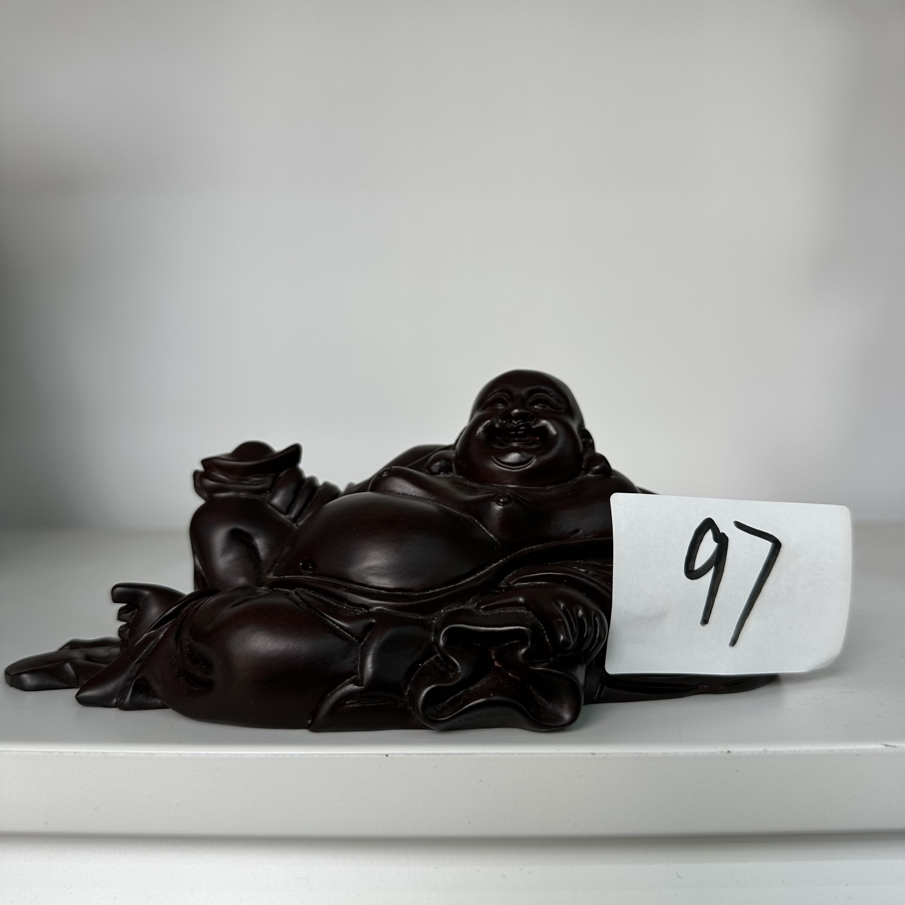 97【黑檀木雕弥勒佛】长20宽10高8cm（孤品竞拍摆件 介意微瑕勿拍）