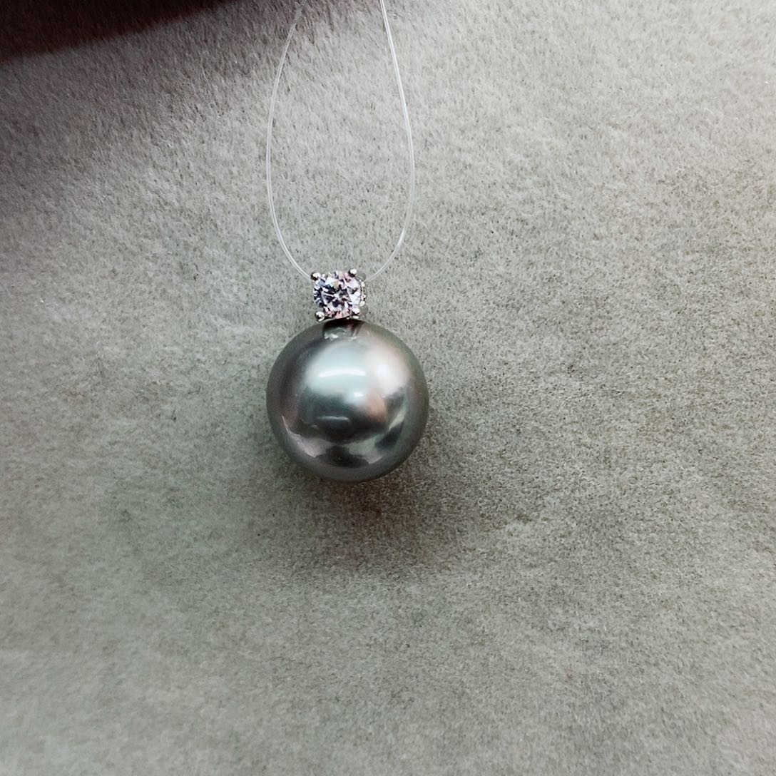 吊坠(不含链)银S925镶嵌海水珍珠10-11