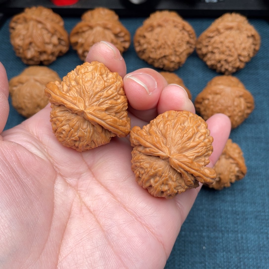 文玩核桃把件全品红皮白狮子40