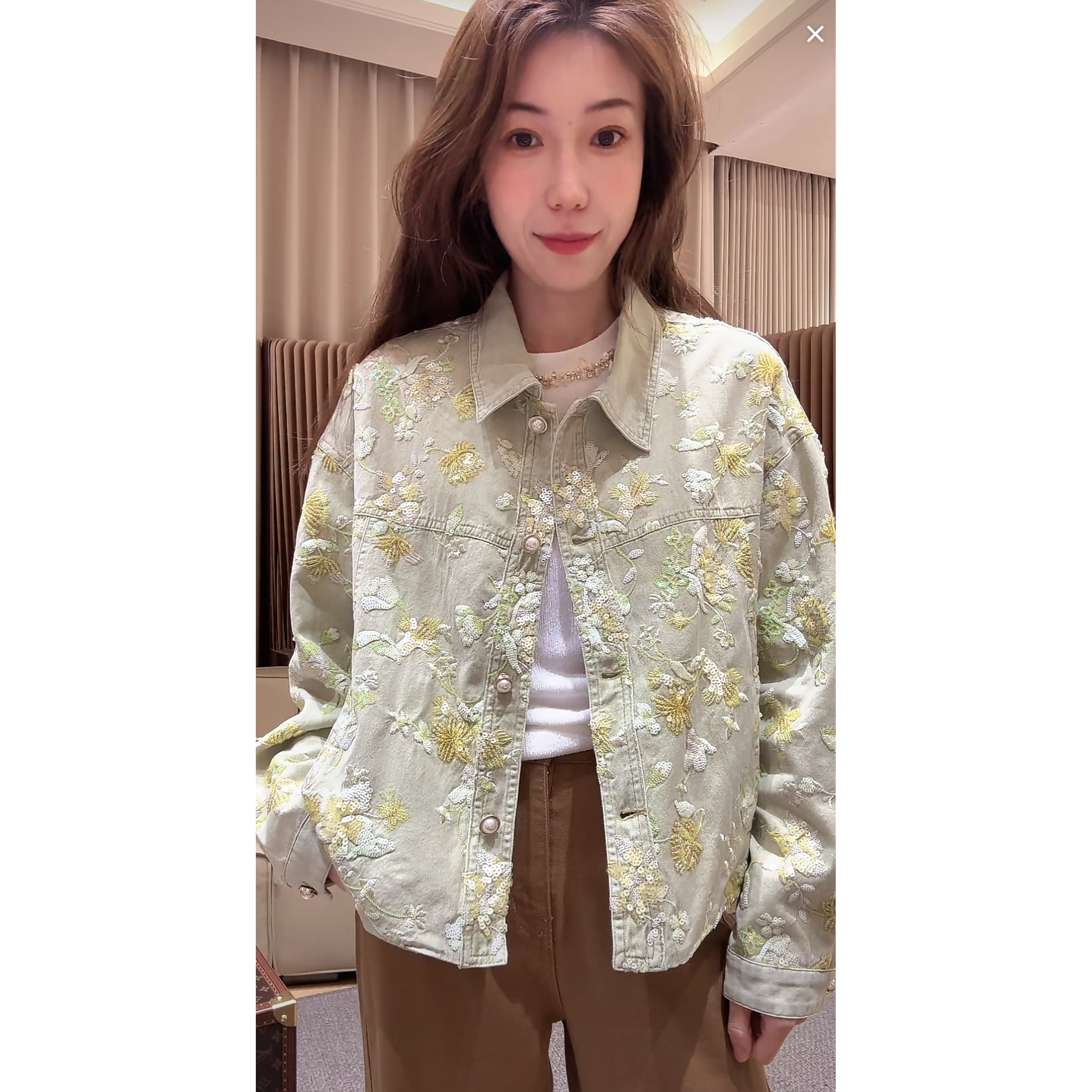 DEDM•STUDIO/复古重工串珠亮片绣花翻领牛仔外套（5-233333）