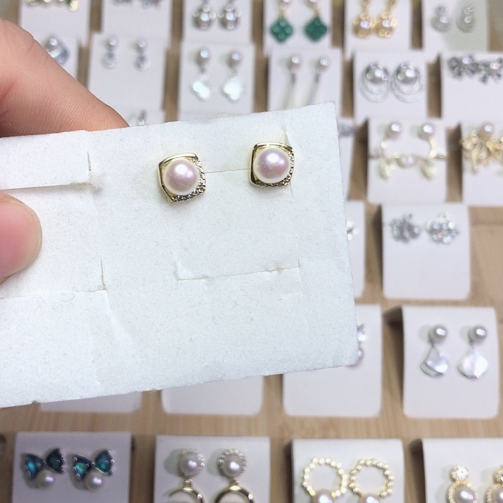 淡水珍珠耳饰银S925镶嵌