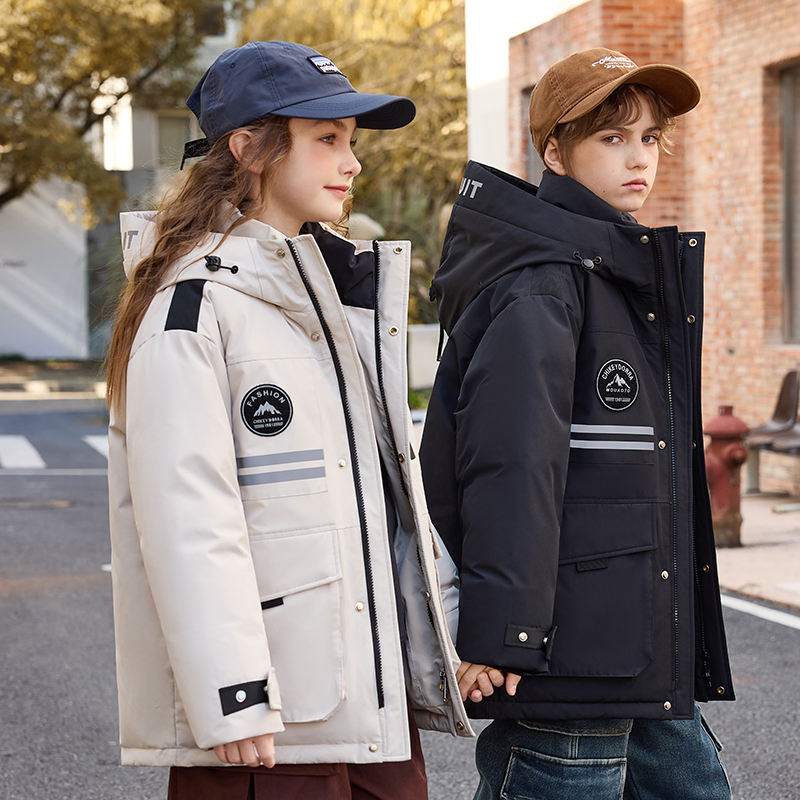 儿童羽绒服2025新款男女童中长款中大童加厚童装萌娃羽绒服亲子装