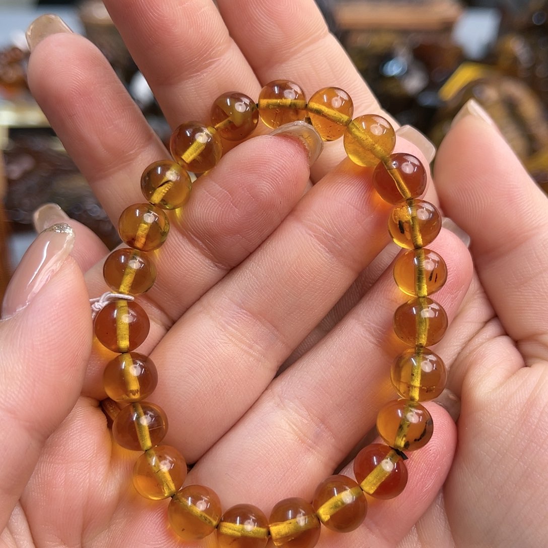 琥珀手链未镶嵌缅甸琥珀金珀手串8+