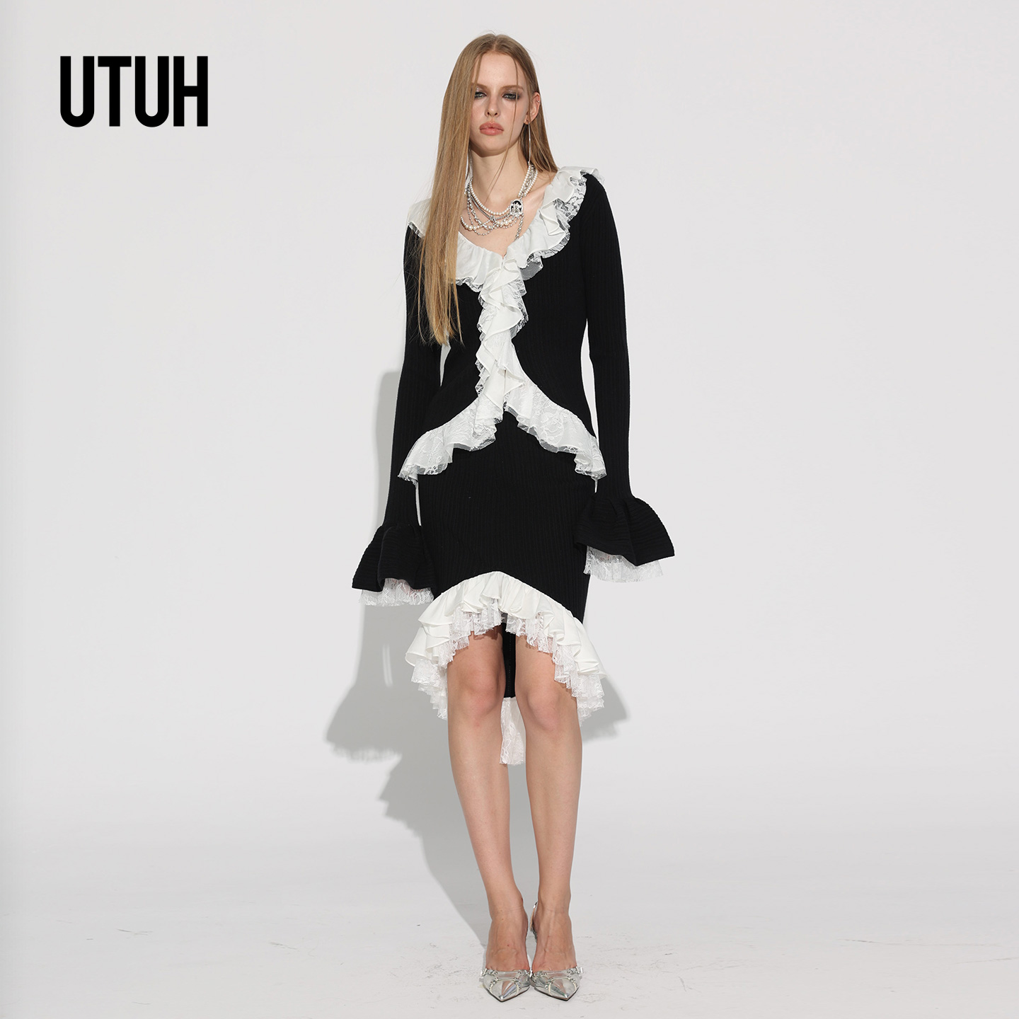 UTUH 蕾丝复古设计师上衣配鱼尾半裙套装TDWWW2N466 TDWWW2Q467