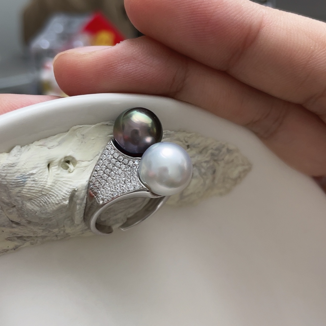 银S925镶嵌戒指海水珍珠