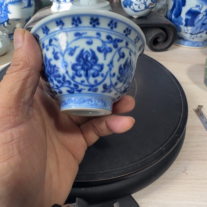 不***茶摆件青花花卉小小摆件