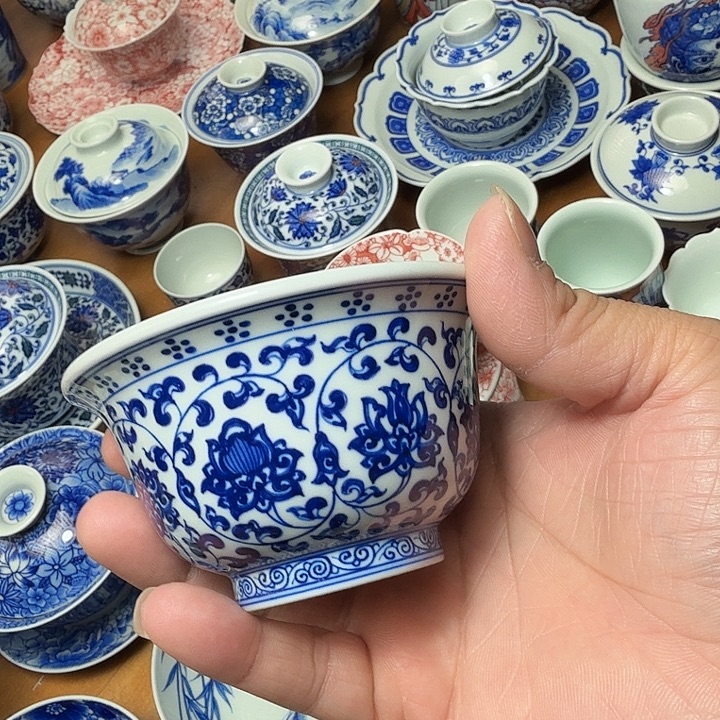 手绘缠枝莲压手杯福利款
