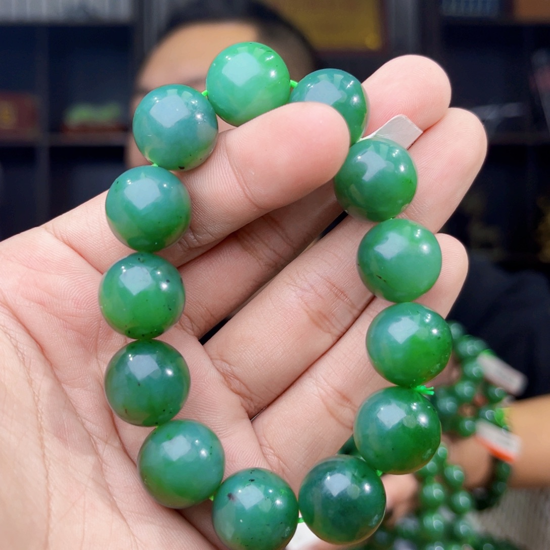 和田玉未镶嵌手串天然和田玉俄罗斯五号矿碧玉料卡16