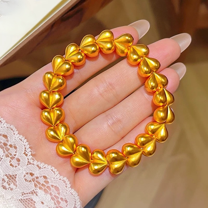 合金手链 【精工】爱心满圈屁桃手串桃心路路通手链轻奢送女友礼物