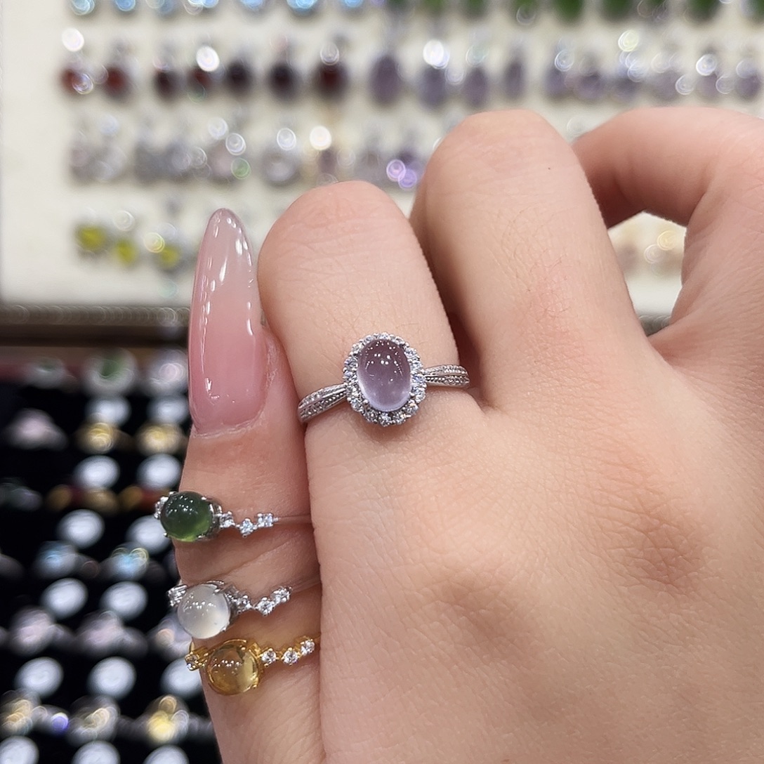 啊***外戒指银S925镶嵌萤石