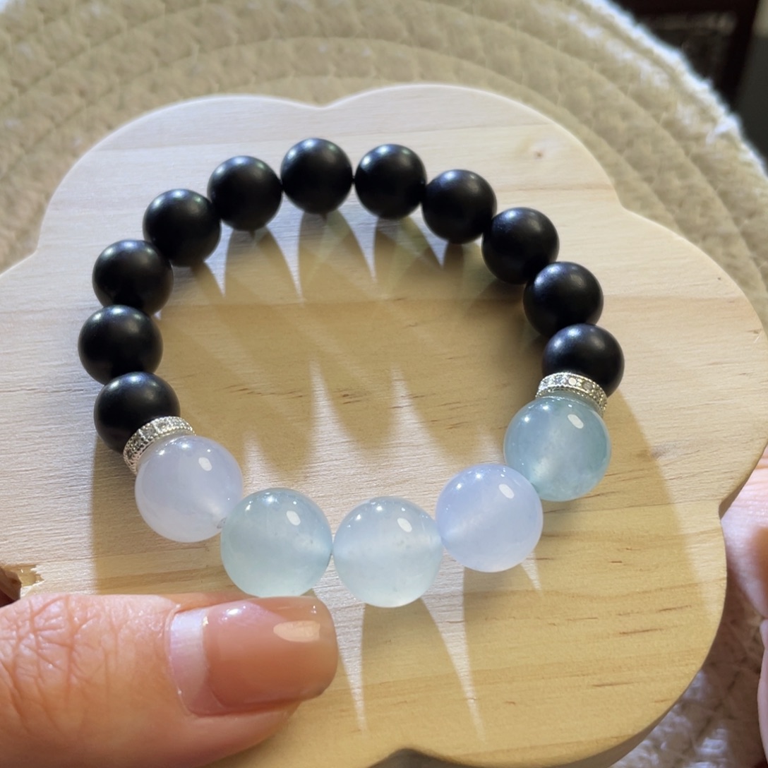 翡翠散珠天然缅a马卡龙半串卡12+