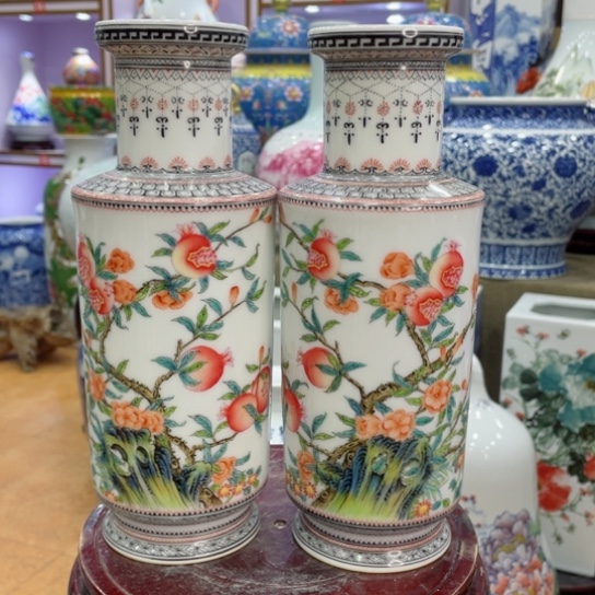 花瓶全手工珐琅彩爆竹瓶