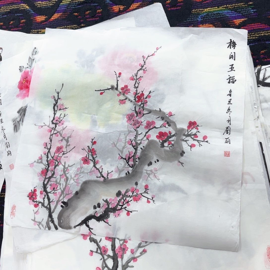 国画刘丽斗方作品童