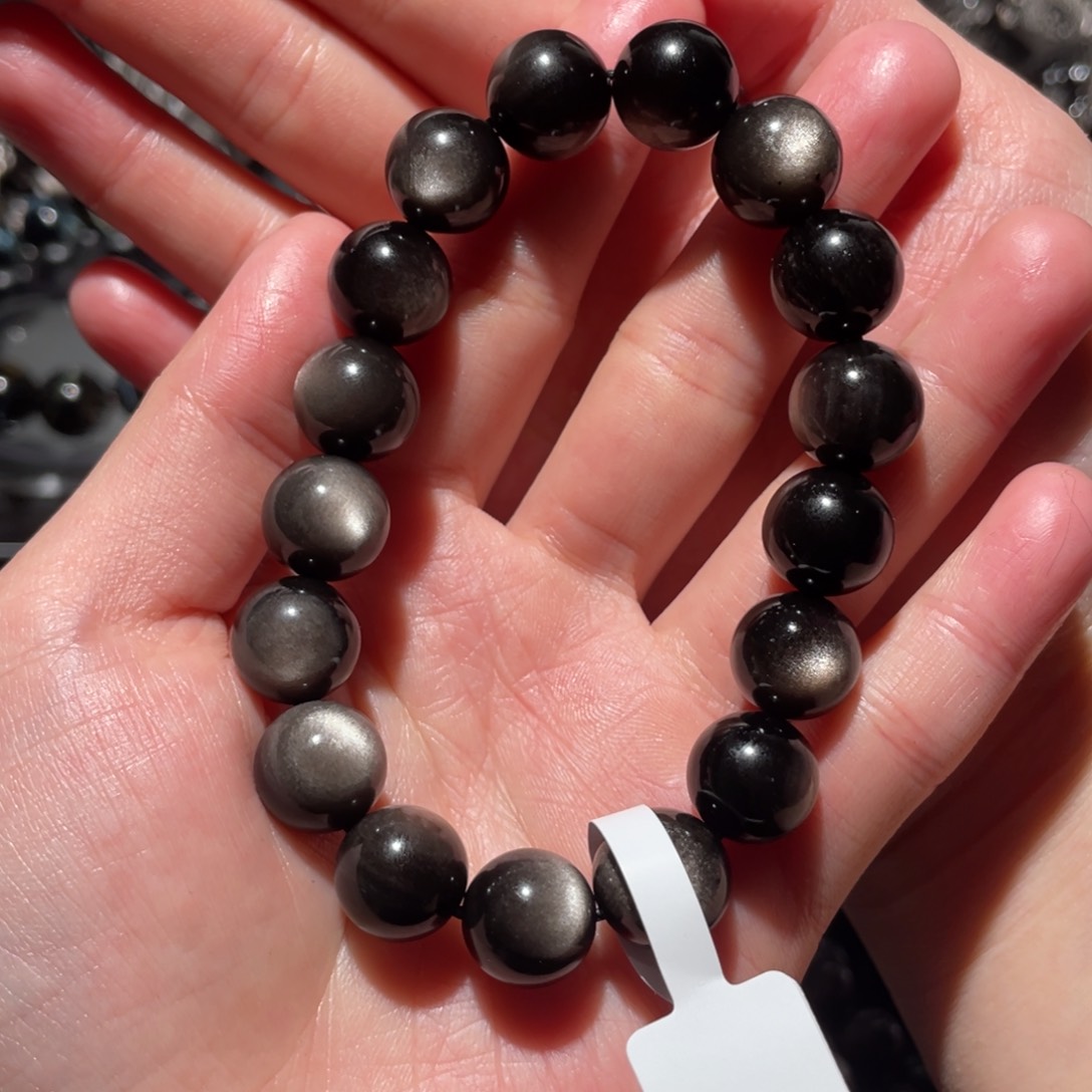黑曜岩手串未镶嵌暂**用