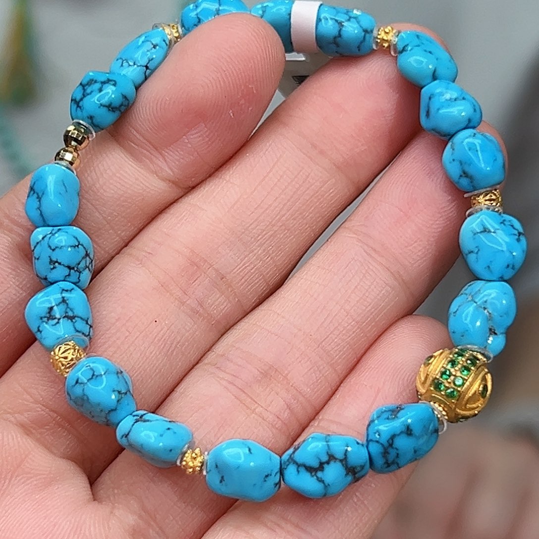 绿松石珠宝奇石18K金镶嵌