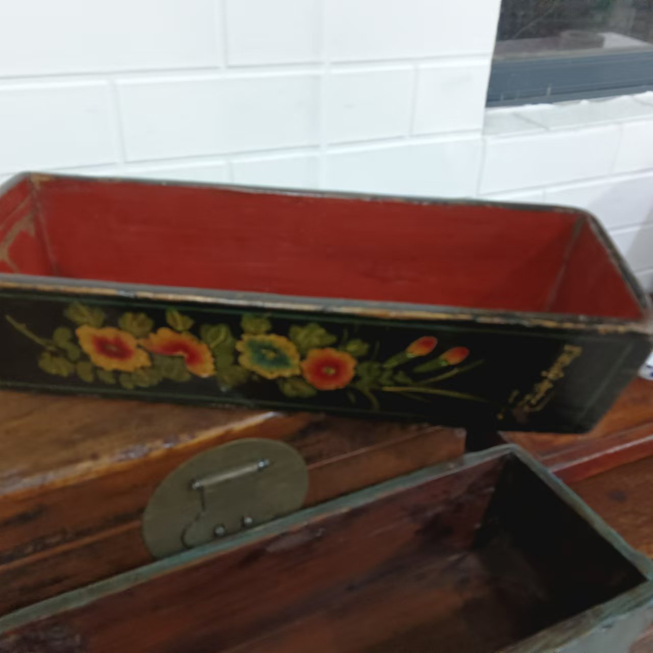 大号针线盒老物件（老物件图案不一，请直播选货）