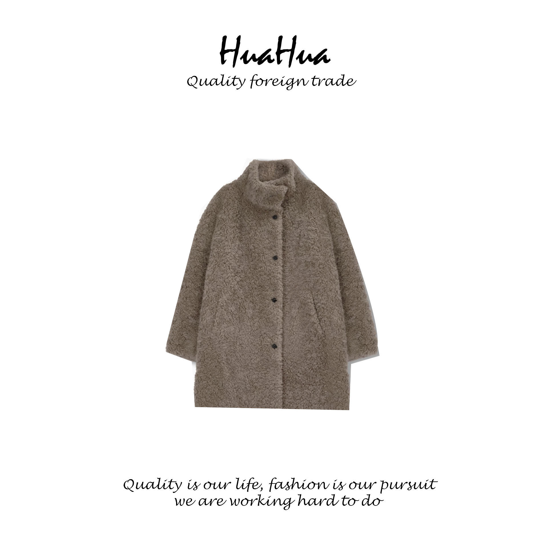 HUAYS 100%羊毛 皮毛一体外套 25秋冬立领羊毛外套 YS5052