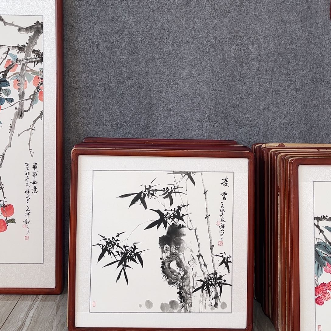 国画书画作品带框63×63